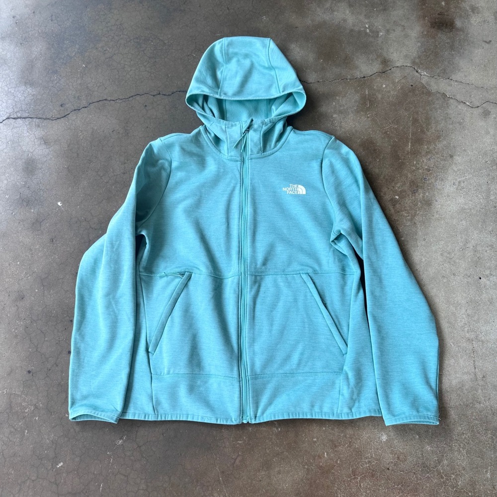 The North Face Full Zip Hoodie Womens Medium Teal Excellent Fleece Jacket